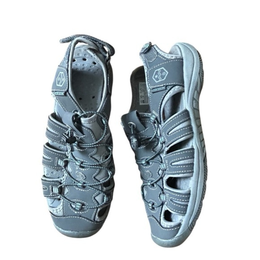 Khombu Leather Fisherman Sport Sandals Gray Water Ready Closed Toe Women’s Sz 8
